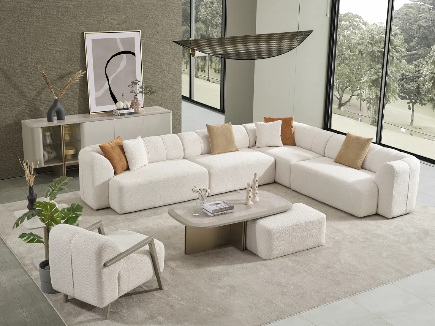 Harley Köşe Takımı - Krem