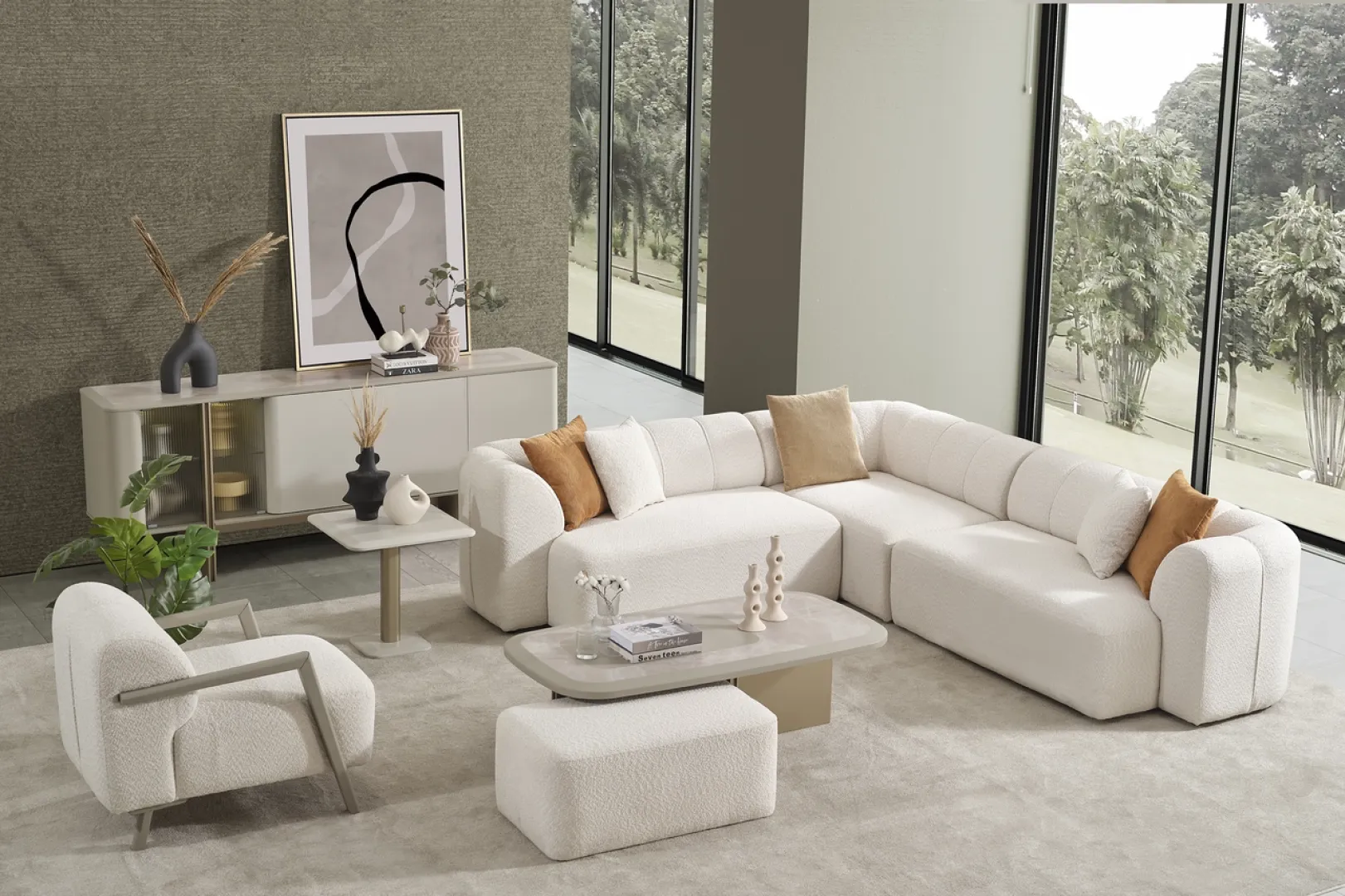 Harley Köşe Takımı - Krem